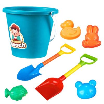 China 2022 Hot Sale Cheap Children's Plastic Indoor Outdoor Safety Toy Beach Bucket Set Portable 7 Piece Toy Collection for sale