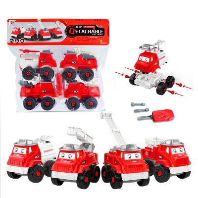 China Innovative Plastic Set Plastic Manual Fire Truck Tool Toy DIY Educational Toys For Kid for sale