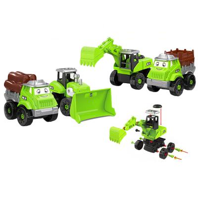 China Plastic dismantling and sliding engineering vehicle farmer car kids toys plastic diy children truck assembly educational toy for sale