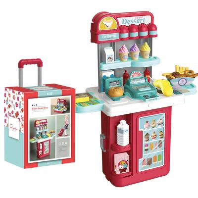 China 4 Red And Gray In 1 Box 54 Supermarket Trolley Collapsible Pretend Plastic Toys 49*24*61.5cm for sale