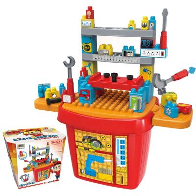 China DIY PLAY 2022 New Children Pretend Educational Role Play Tool Table Family Toy Plastic Block Set DIY Building Blocks With Screw Wrench for sale