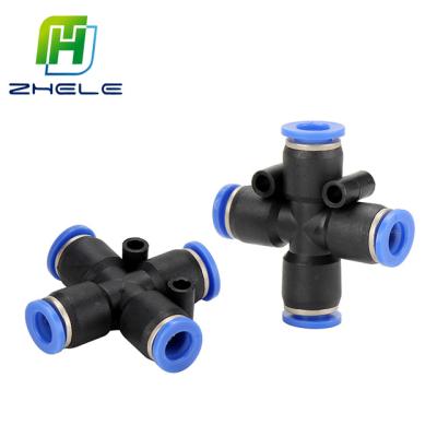 China Good Quality 12mm Cross Gaskets 12mm Air Duct Four Series 4mm 6mm 8mm 10mm Good Quality Hotels Throughs PZA Plastic Pneumatic Pipe Fitting for sale