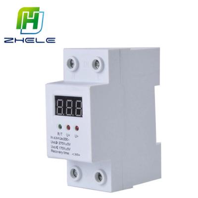 China CE Approval Automatic Reset Under-Over Voltage Protector With Digital LED Display 63A 2P Voltage Protection Device ZH-PD63 for sale