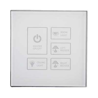 China White Tempered Glass With Metal View Hotel Guest Room Bedside Light Control Touch Switch With Master Control for sale