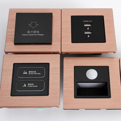 China Modular Control Rose Gold Frame 220V Room Lighting Master And Dual Control Wall Switch With Multiply Sockets for sale