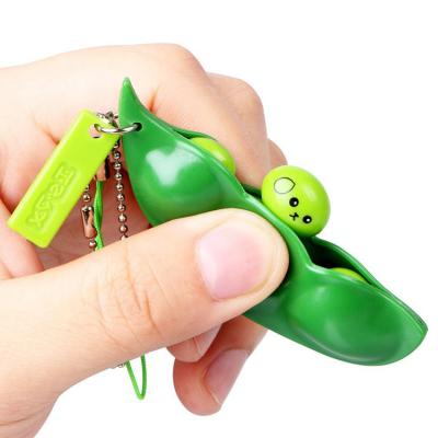 China Funny Squeeze Key Chain Peapod Cute Gifts Pea Pods Stress Relief Toys Promotional Pea Pods Keychain Soybean Squeeze Restless Person Toys for sale