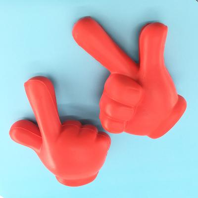 China Trigger Toys Customized Red Finger Pose PU Foam Squishy Ball Toy Factory Direct Sale Slow Rising Squeeze for sale