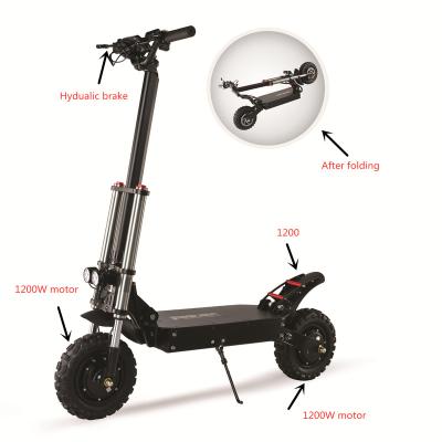 China Two Wheels 11inch 2*1000w 60v 25a OEM Unisex Adult Brushless Power Battery Chinese Electric Scooter for sale