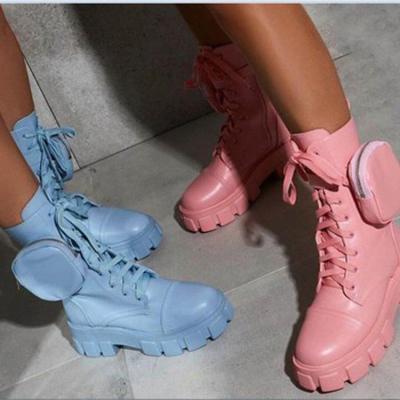 China 2021 New Hot Selling Candy Color Fashion Anti-skid Motorcycle Boot Ankle Boots Shoes For Women for sale