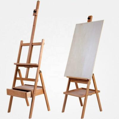 China Drawer Foldable Drawer Easel Design Sketch Drawer Easel Solid Beech Wood Floor Oil Painting Box Oil Painting Easel for sale