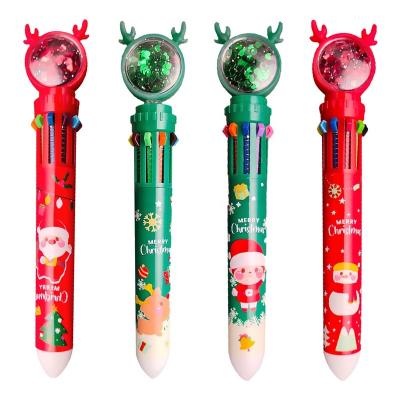 China Promotional Point Pen Santa Claus Elk Press Multicolor Pens Pen Cute Cartoon Christmas Ball for School Office for sale