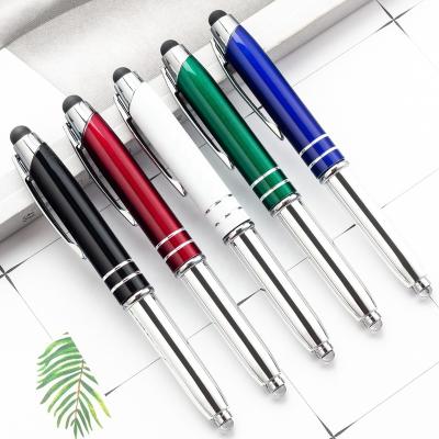 China Multifunctional Ballpoint Pen 3 in 1 Tip Pen Multifunctional Led Light Lighting LED Up Light Laser Touch Screen Custom Pen for sale