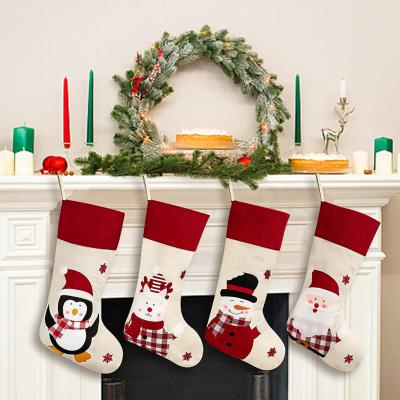 China Christmas Gift for Friends Large Santa Claus Snowman Penguin Bear Character Christmas Stocking Decorations with Hanging Loop for Family Christmas for sale