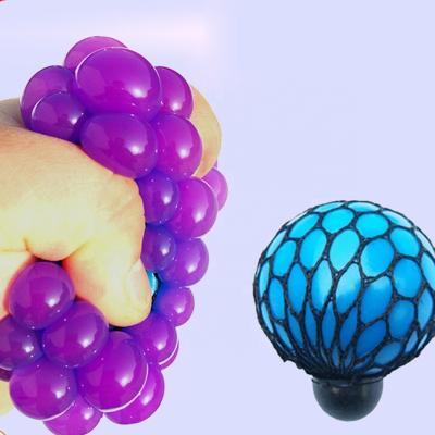 China Eco-Friendly 6cm Mesh Squishy Balls Grape Squeeze Balls Stress Relief Relieve Pressure Balls For Adults Gifts for sale