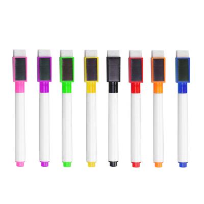 China 8 Colors Whiteboard Pen Writing Smoothly Environmental Water Based Marking Pen White Board Pen With Erasable Brush for sale