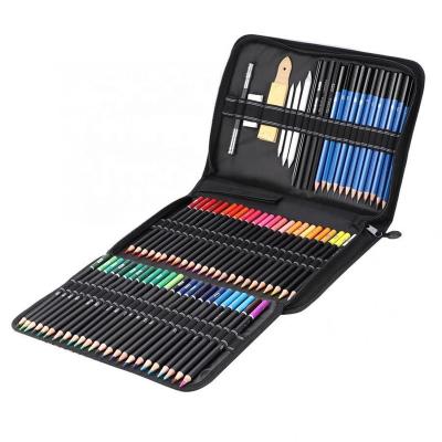 China 95PCS Portable Oil Colored Pencils Set Sketch Soft Core Professional Art Supplies For Adults Children Drawing Coloring With Carrying Case for sale