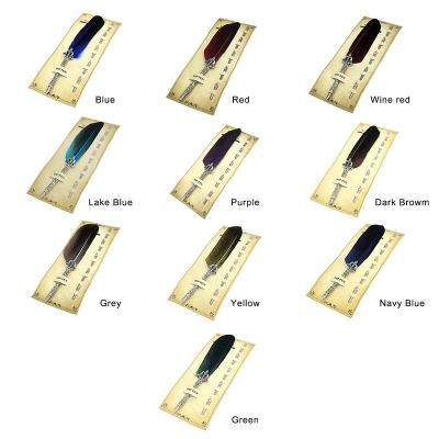 China Stylish Student 0.7mm Vintage Quill Dip Pens Natural Feathered Pen Quill Oblique Pens With 5 Seeds for sale