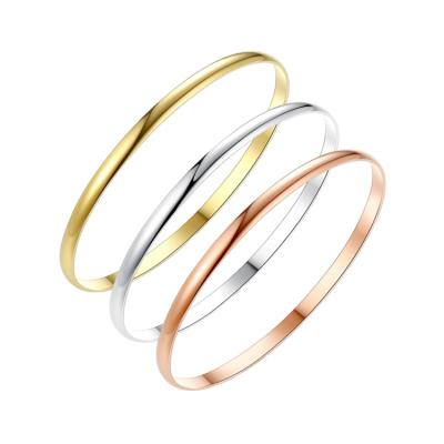 China Real 14K 18K Rose Gold Bangle Bracelet Women Men Jewelry White Gold Gold Latest Trendy Designs for sale