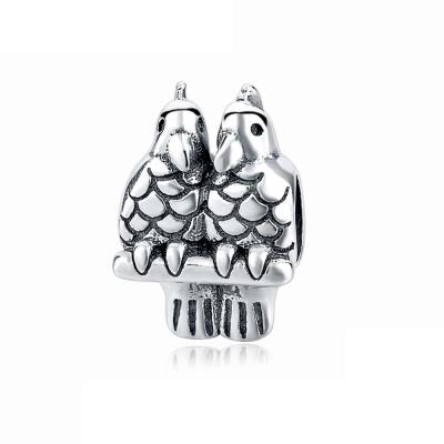 China Wholesale Cute Alibaba Jewelry 925 Sterling Silver Love Bird Charms Beads For Bracelet Making for sale