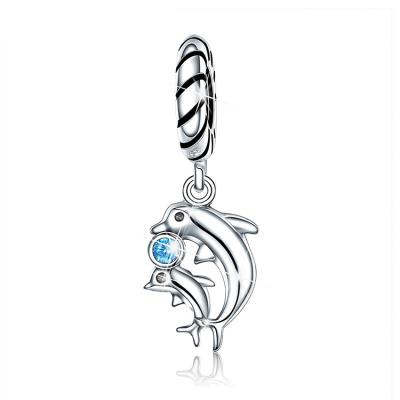 China The cute animal charm 925 Sterling Silver Ocean Dolphin Charms beads for bracelet making for sale