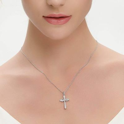 China Religious Infinity Necklace Cross Jewelry Genuine 925 Sterling Silver Cross Necklace With Zirconia for sale