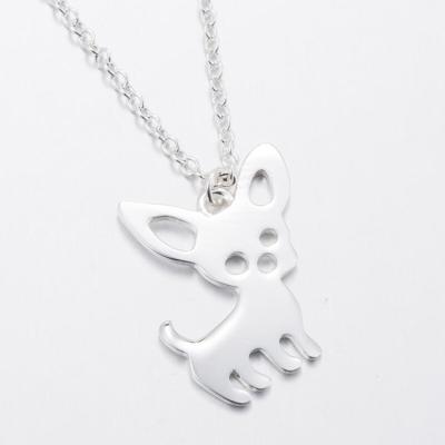 China Cute Chihuahua Necklace 925 Sterling Silver Pet Animal Dog Collar Jewelry for sale