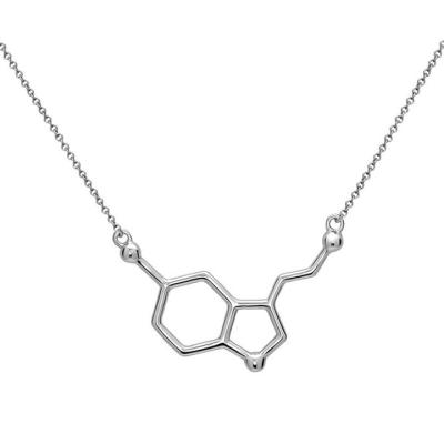 China FASHIONABLE Silver Sterling Serotonin Necklace Serotonin Molecule Necklace Chemistry Necklace for sale