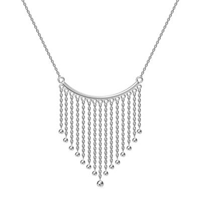 China Bohemia Style 925 Sterling Silver Beaded Tassel Wedding Necklace Statement Necklace Jewelry for sale