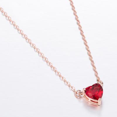 China FASHIONABLE Women Fashion S925 Sterling Silver Tiny Red Heart Necklace Pendant Jewelry for sale