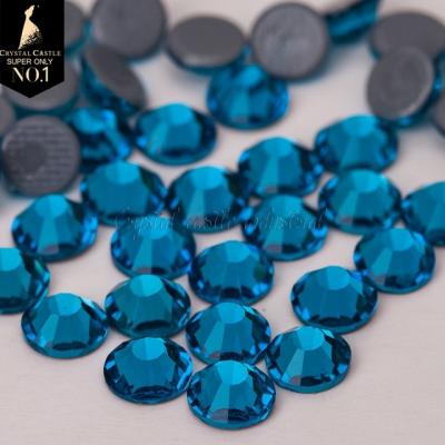 China Free Sample Hotfix Peacock Rhinestone AAAAA Round Crystal Blue Flatback Half Back Half With Glue For Garment Decoration for sale