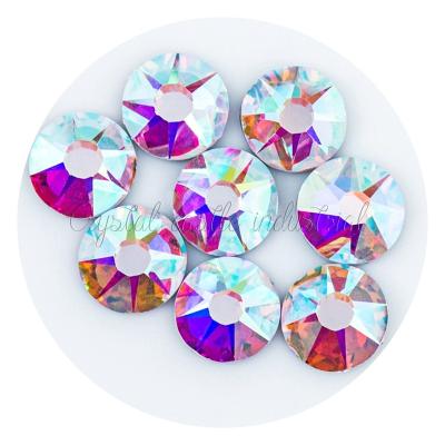 China Extremely shiny/strong/thin quality 6A 2078 best hot edge clear crystal flat back 16 cut 8 big 8 small facets ab fix rhinestone rhinestones nail for sale