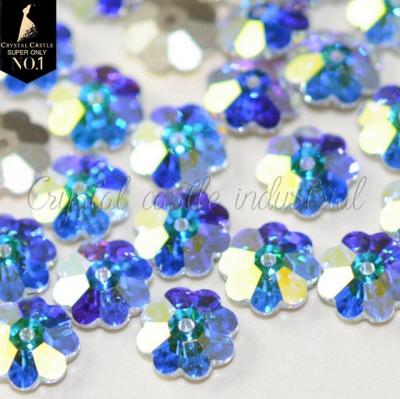 China High Quality Sparkle Flat Bottom Crystal Glass Rhinestones/Edge Bulk Sale Flower Shape ab Sew On Rhinestone With Hole For Clothes for sale