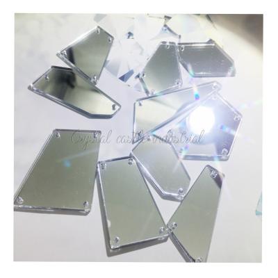 China Mirror Crystal Castle Shiny Big Size Outdoor Silver Color Sew On Mirror Flat Back Acrylic Rhinestones For Clothing for sale