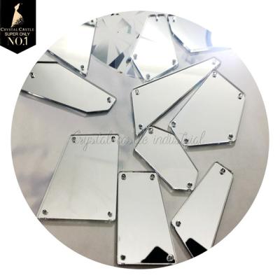 China Large Flatback Mirror Stones Rhinestones Outdoor Wholesale Acrylic Slab Gems And Mirror Stitching Stones For Costume Dance Dresses for sale