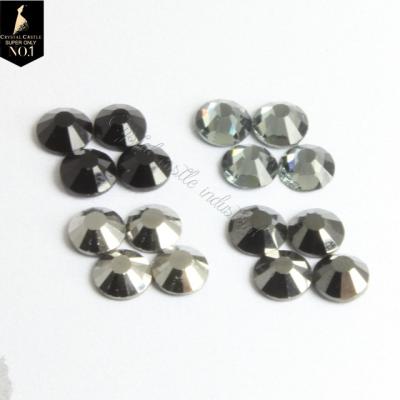 China Shiny Black Luxury Non-Hot Fix Circle Rhinestone 3D Fake Stone Crystal Glass Nail Art For DIY Manicure Decoration for sale