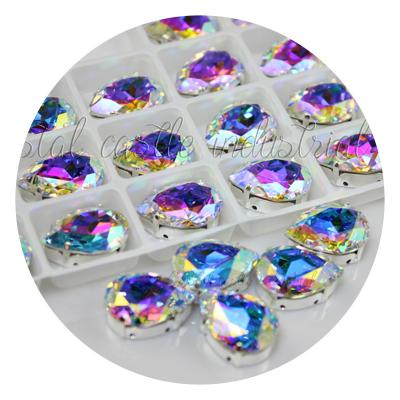 China Wholesale Colorful Flat Back Pointback 4327 Rhinestone Teardrop 20*30mm Brass Claw Setting Sew On Rhinestone For Fabric for sale