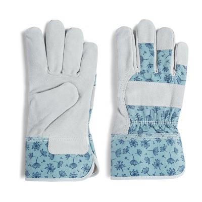 China Durable Hot Selling Leather Line Printing Ladies Thorn Proof Garden Gloves Pretty for sale