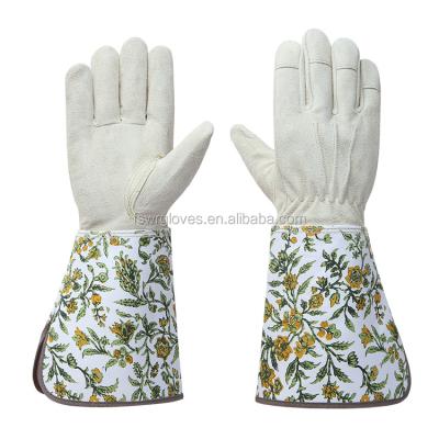 China Durable Long Cuff Cow Split Leather Hand Protection Garden Agriculture Safety Work Gloves for sale