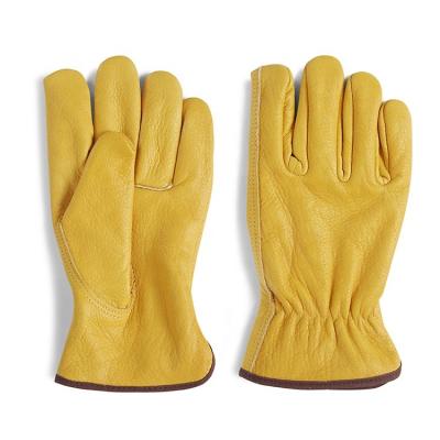 China Factory direct sale ab work driver durable comfortable grade pigskin leather yellow glove for sale