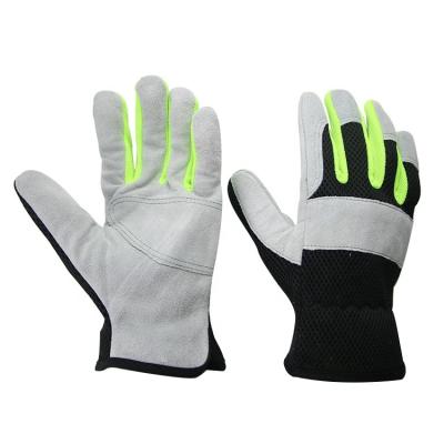 China Durable Work Driver Safety Polyester Spandex Cow Split Leather Cut Resistance Hand Glove for sale