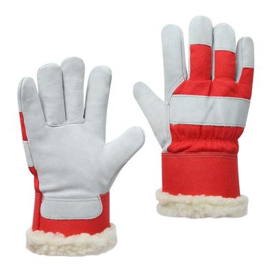 China Durable Hot Sale Abrasion Protection Warehouse Safety Working Genuine Leather Winter Gloves for sale