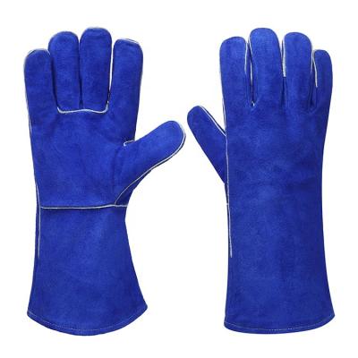 China High Quality Hand Sleeve Cow Durable Custom Heat Resistant Protection Anti Long Cut Split Leather Welding BBQ Safety Working Gloves for sale