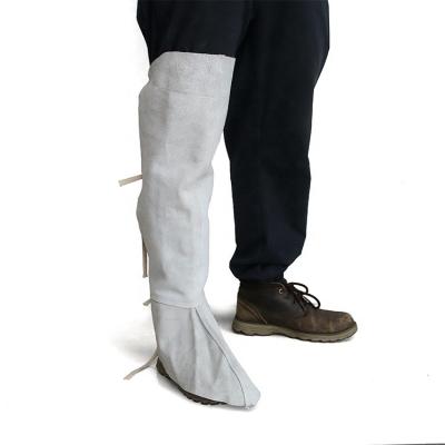 China Wholesale Cheap High Quality Flexible Cow Split Leather Reusable Long Safety Shoe Welding Cover For Welding Protection for sale