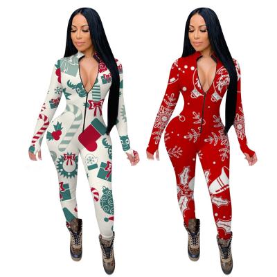 China WOW6198-Hot Selling Breathable Printed Pencil Pants Bodycon Jumpsuit Women's Sports Fitness Yoga Christmas Onesie Pajamas for sale