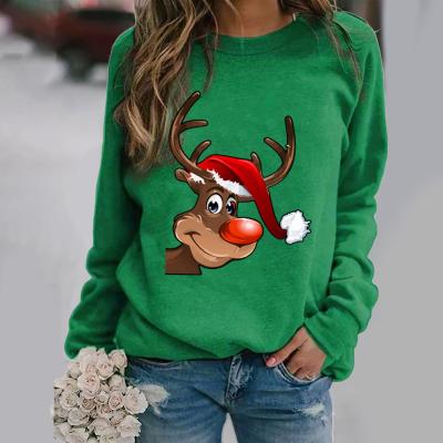 China WOW20135-Womens Breathable Clothes Wholesale Christmas Printed Long Sleeve Round Neck Plus Size Womens Sweaters for sale