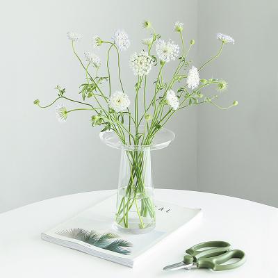 China Factory supply wholesale custom made minimalist T-shape clear table top glass flower vase for decoration home ornaments for sale