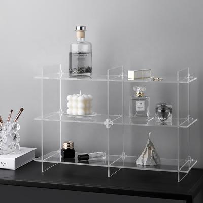 China Custom Stand Type Stand Viable Shelf Home Decors Storage Organizer Living Room Bedroom Bathroom Logo Printed Acrylic for sale