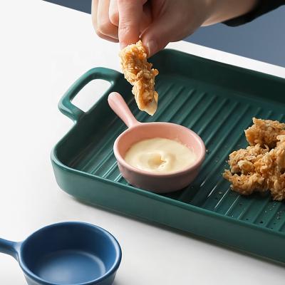 China Sustainable Household Mini Dipping Bowl Dish Seasoning Ceramic Colored Dish Dish Sauce Dish for sale