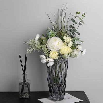 China Nordic simple modern flower vase style home ornaments European creative glass vase minimalist glass vase for sale