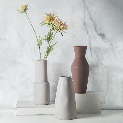 China Central Institute of Statistics Morandi style vases ornaments simple decorative vase Nordic creative ceramic flower arrangement vase color living room vase for sale